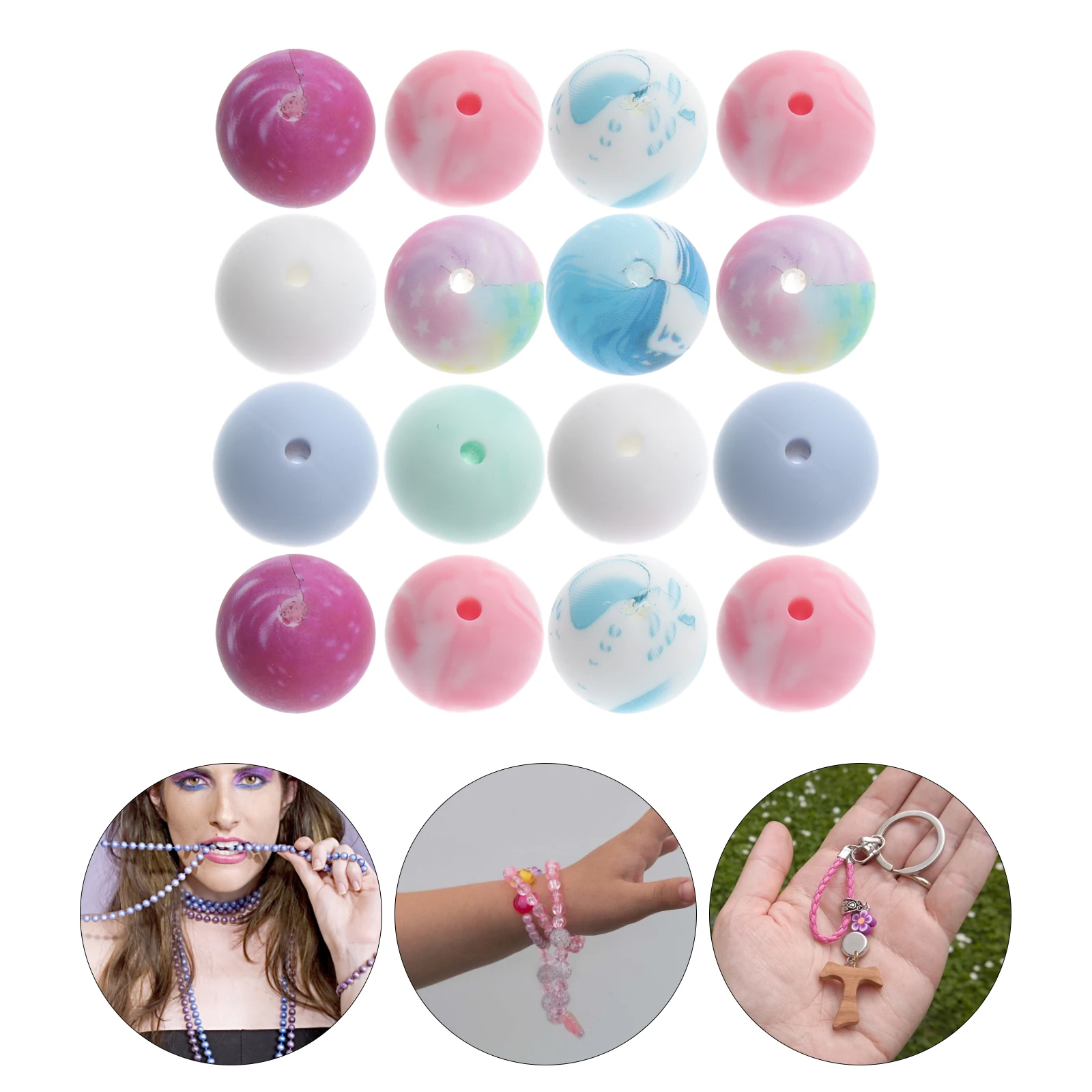 78pcs Silicone Bead Kit Bulk Round Beads for Jewelry Making Bracelet Necklace Keychain DIY Craft naments Gel Small