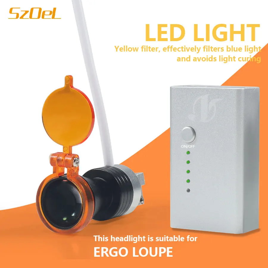 Стоматологическая фара для осмотра полости рта, регулируемый светодиодный прожектор мощностью 5 Вт, фара Ergo Loupe, зажим большой емкости 3500 мАч на батарейке