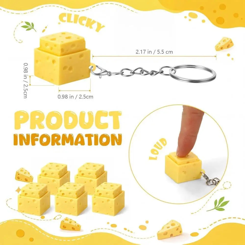 10-100Pcs Cheese Clicker Keychain 3D Printed Keyboard Switch Stress Relief Gift for Teacher Nurse Colleague Graduation