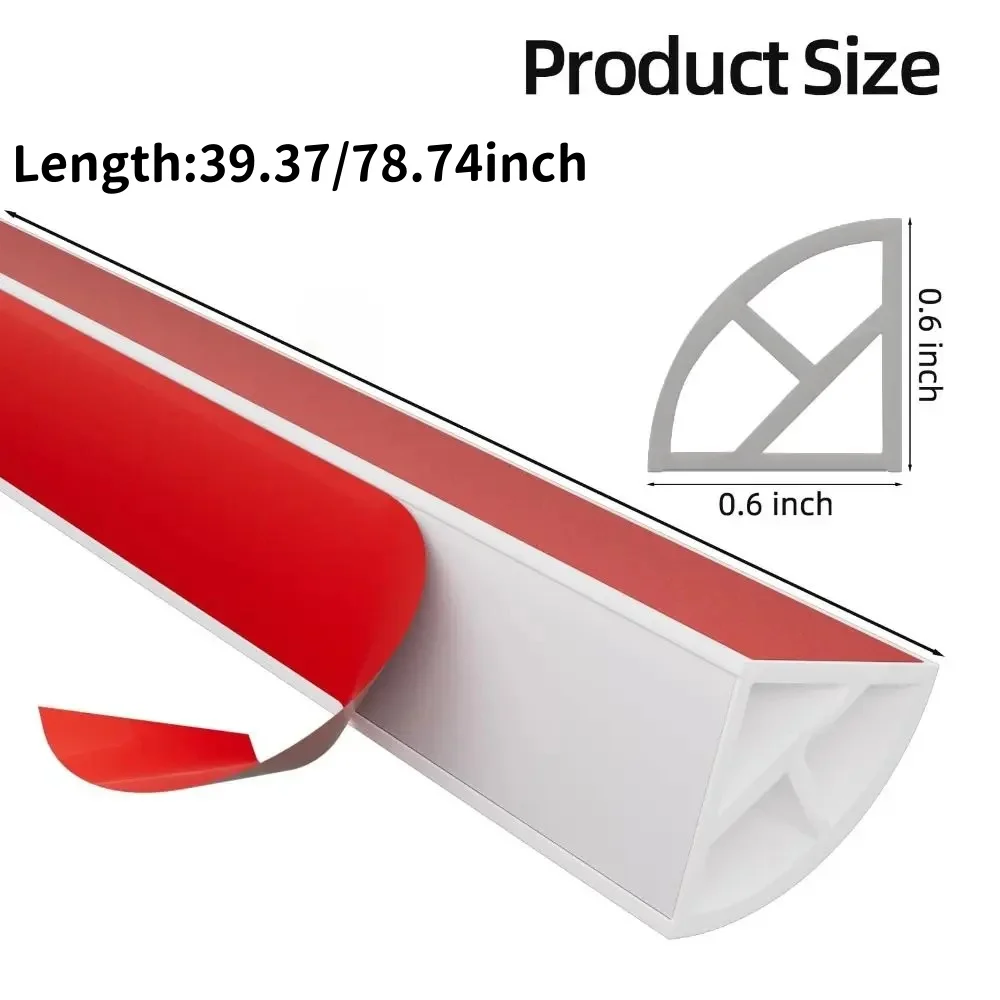 1PC 1/2m Flexible Quarter Round MoldingCaulk Strip for Wall Edge Floor Corner,Bendable Self-Adhesive Baseboard Trim