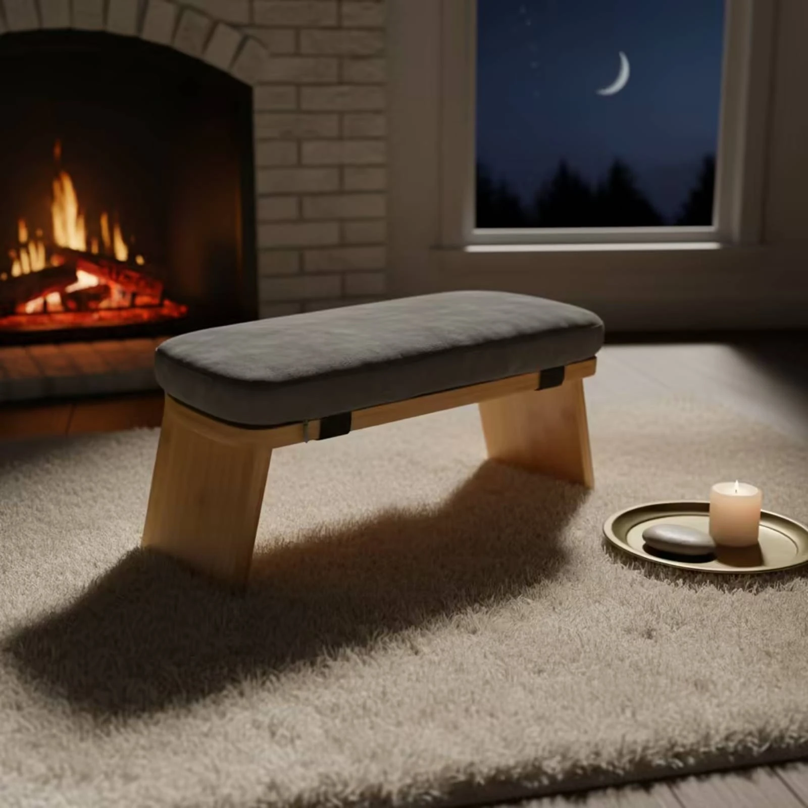 Kneeling Stool with Cushion Comfortable Kneeling Stool Meditation Bench Upholstered Furniture Low-Sitting for Practitioners view 6