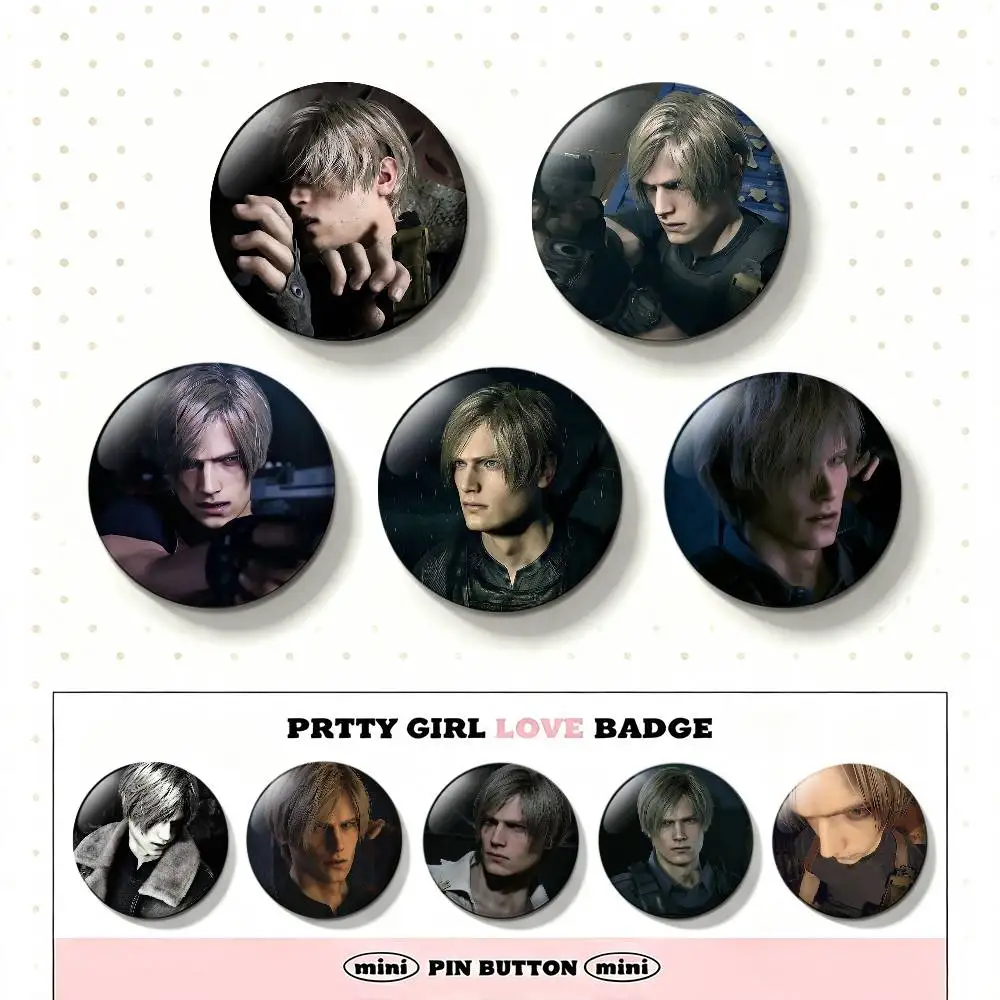 E-Evil G-Game L-Leon K-Kennedy Laser Badge Creative Pins Brooch for Bag Clothes Hat Decor Gifts Fans Collect