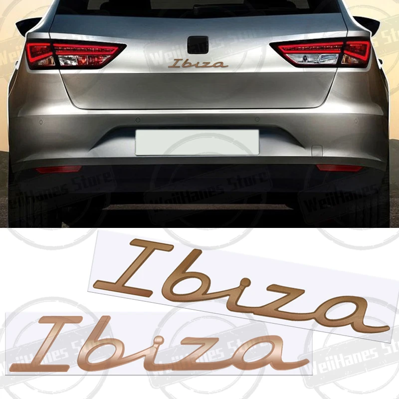 Insignia trasera de Metal para Ibiza, emblema cromado, logotipo de letra, brillante, negro, plateado, rojo, accesorios, pegatina