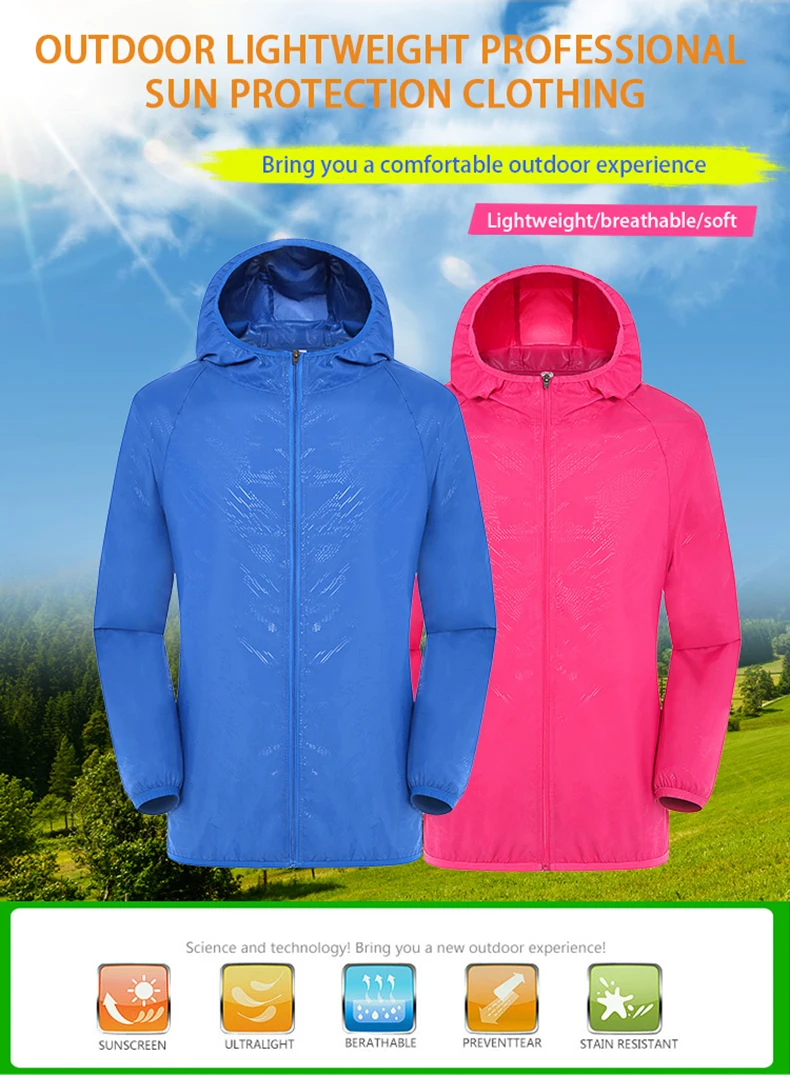 LNGXO Herren Damen Wanderjacke Unisex Wasserdicht Schnell trocknend Camping Windjacke Outdoor Trekking Klettern Regenmantel Anti-UV-Kleidung – Detail 3