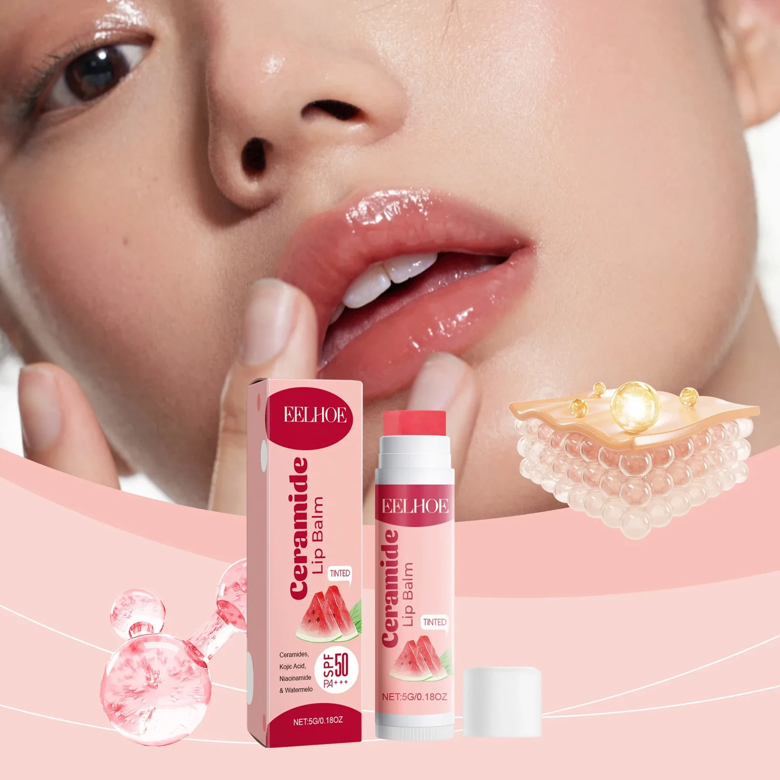EELHOE Wassermelonen-Lippenbalsam Aufhellend für Dunkle Lippen Lippenvergrößerer Feuchtigkeitsspendend Lippenentfetter Getönter Lipgloss Schönheitspflege