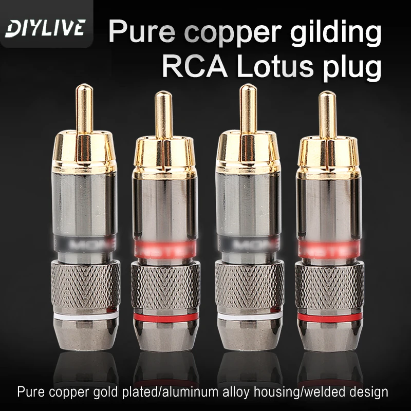 

DIYLIVE RCA Lotus Male Plug Home Lotus Plug DIY audiophile Audio cable Plug RCA plug self-locking cable