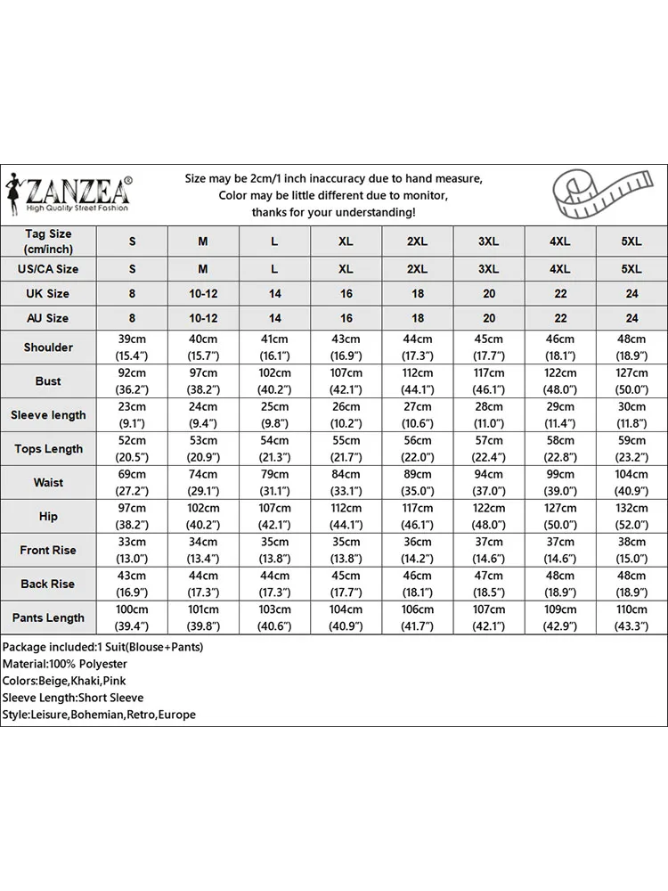 Elegant Tracksuits 2pcs Outfits Summer Women Blouse Casual Pant Sets ZANZEA Embroidery Matching Sets Fashion Trouser Suits