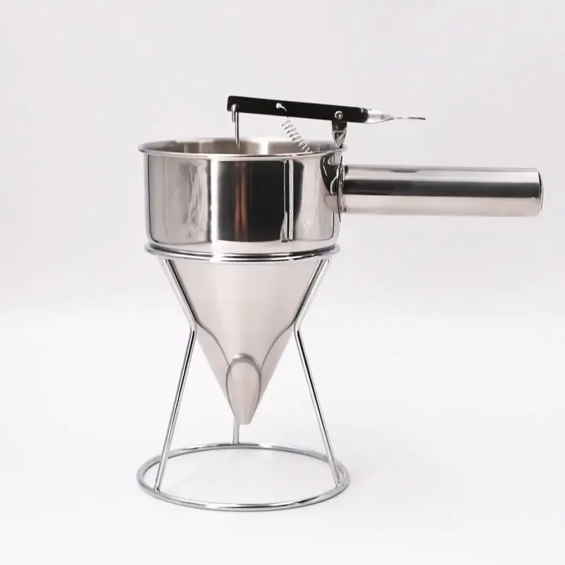 

Conical controllable stainless steel funnel for sauce dispensing dispenser