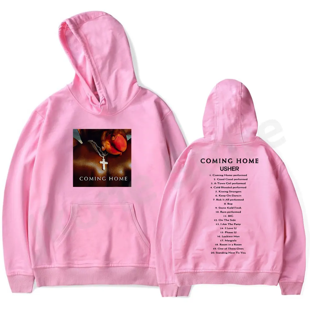 Usher datang rumah Hoodies Rapper Tour Merch wanita pria Fashion kasual lengan panjang kaus