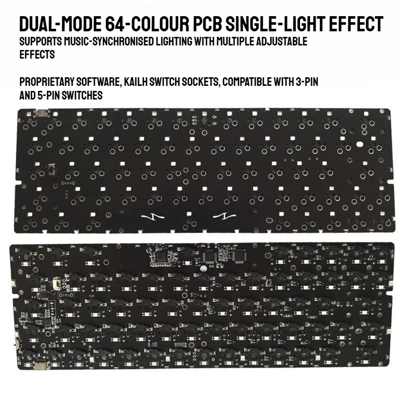 

GH60 Печатная плата клавиатуры, сменная влево, 64 клавиши, индивидуальная печатная плата, Bluetooth, проводная, с горячей заменой, RGB-подсветка, механическая позиционирующая пластина клавиатуры