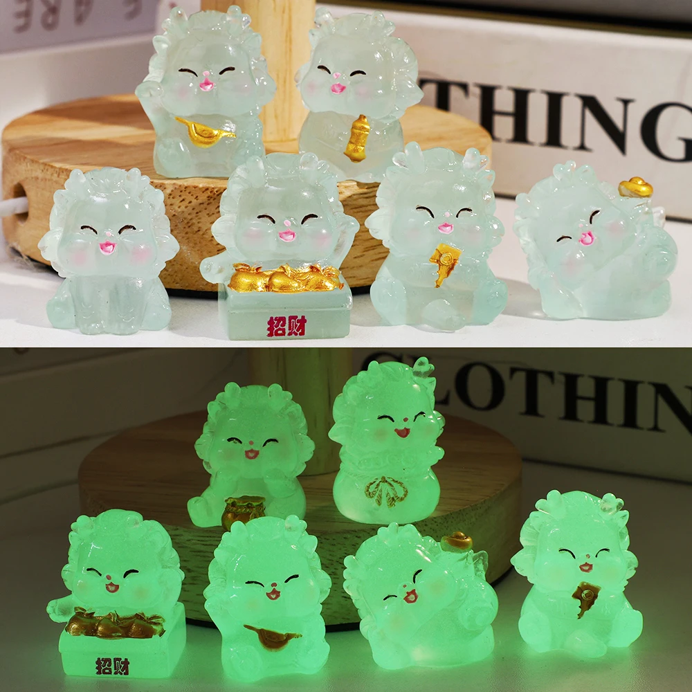 1-5pcs Cartoon Cute Dragon Doll Glow-in-the-dark Toys Dragon Year Car Desktop pendenti fai da te fatto a mano Micro paesaggio decorazione