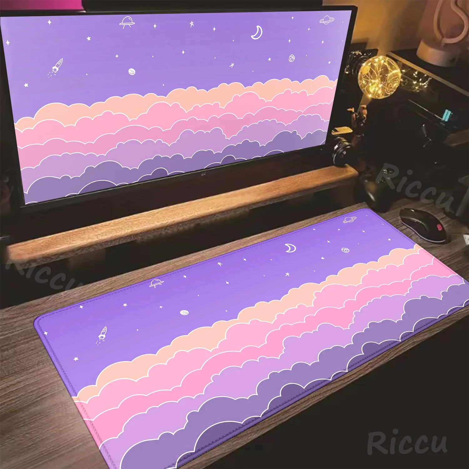 Pastel Clouds Clouds Fast Delivery Keyboard pad lock-edge Extended Mousepad kawaii Pink Purple Office desktop protection pad rug