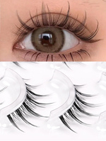 GROINNEYA Korean Manga Lashes 5 Pairs False Eyelashes False Eyelashes Natural Wispy Soft Lash Extension Comic Eye Clear Band
