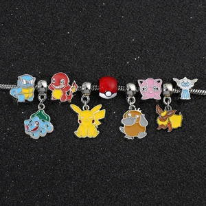 Gelang Anime Pokemon untuk Wanita, Liontin Pikachu Kartun Lucu, Gelang Pesona Enamel Logam, Perhiasan Fashion, Hadiah Rantai Tangan 10 gelang penjualan terbaik pikachu - №