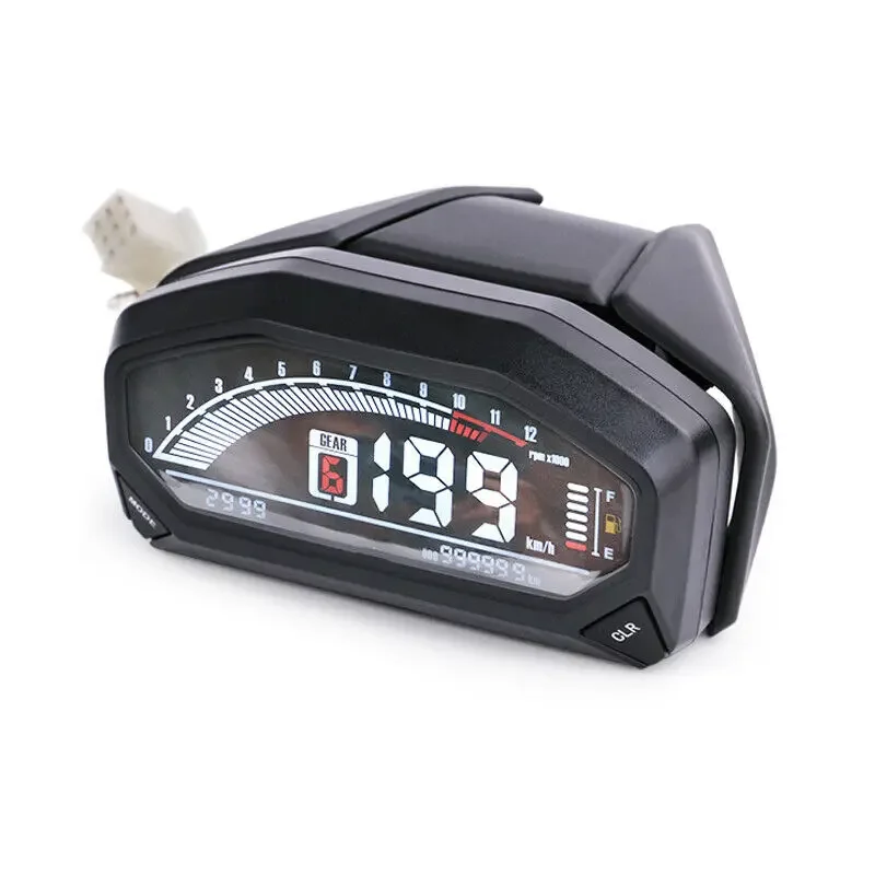 Motorcycle Scooter Universal Speedometer 0-199km/h ODO TRIP Tachometer 12000RPM 6 Gear Fuel level Display for 2 4 Cylinders