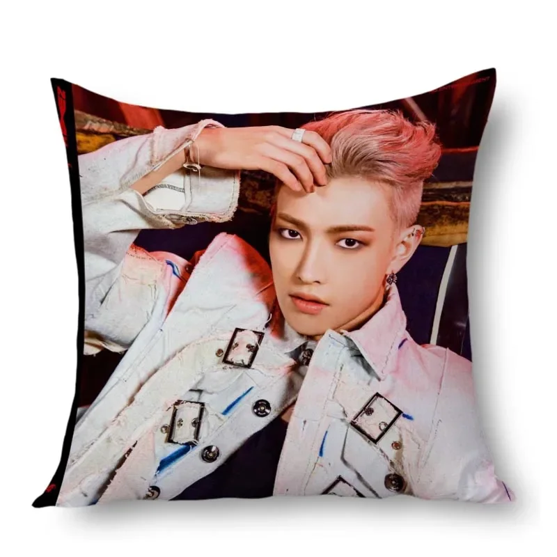 Hongjoong Ateez Pillow Case For Home Decorative Satin Pillows Cover Invisible Zippered Throw PillowCases 45X45cm WJY