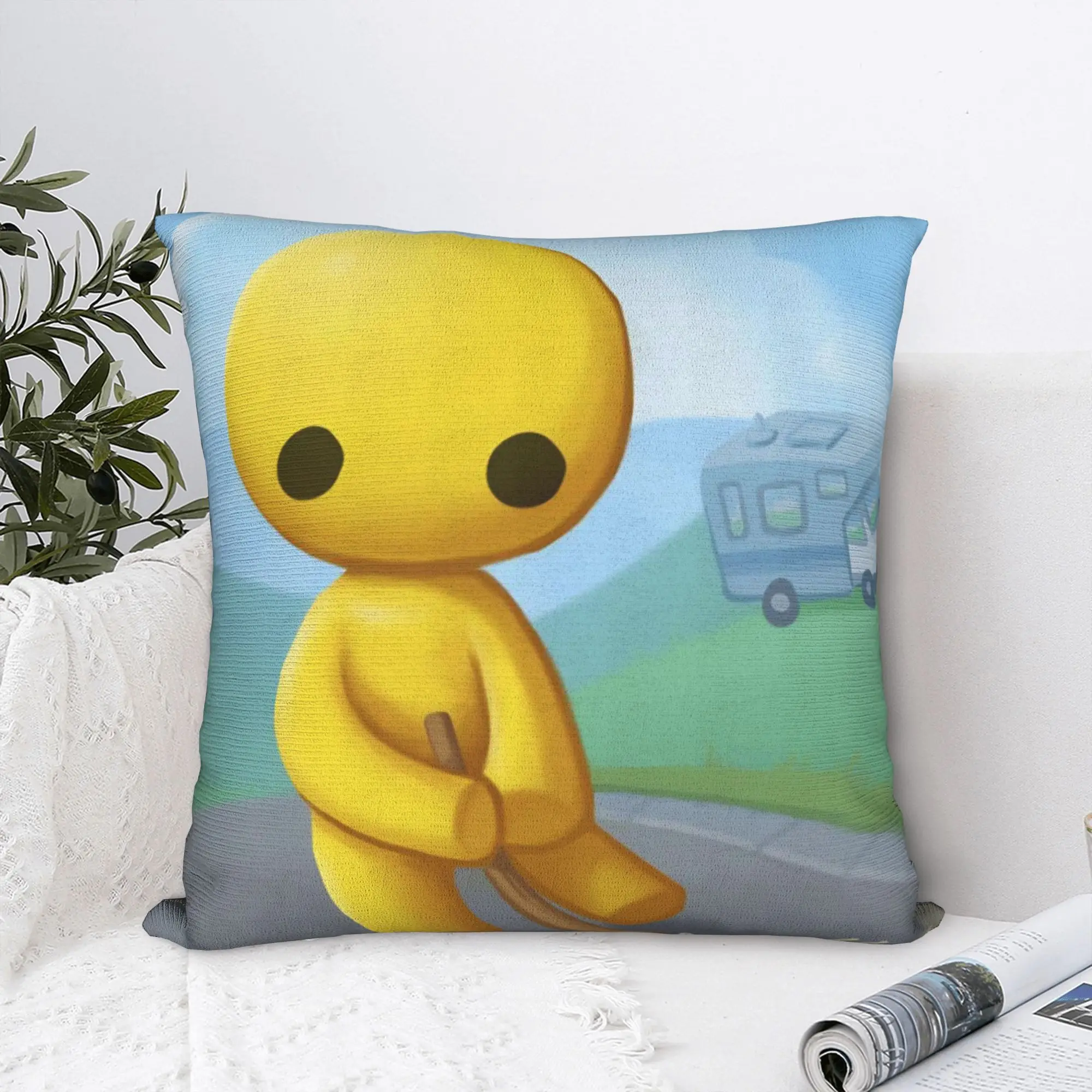 Wobbly Life Pillow Cover  Kawaii Pillow Case For Living Room Bed Chair Square Pillowcases Gift