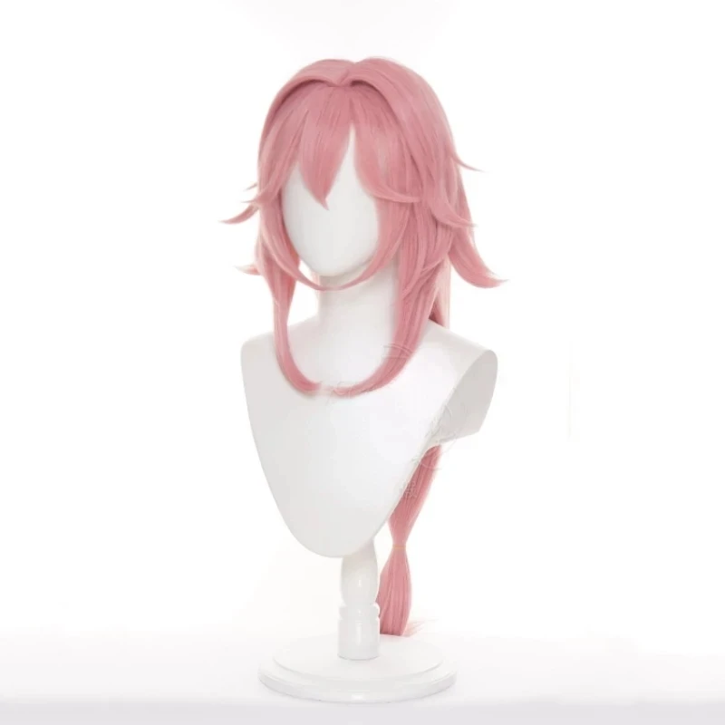 جينشين إمباكت ياي ميكو شعر مستعار تأثيري المرأة طويلة الوردي شعر مستعار تأثيري أنيمي تأثيري الباروكات مقاومة للحرارة بيروكات صناعية هالوين #3