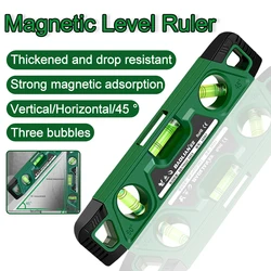 Mini magnetische niveauliniaal met drie bubbels Zeer nauwkeurige horizontaalheidsmeter 0 ° /45 ° /90 ° 225 MM schokbestendige meetniveaumeter