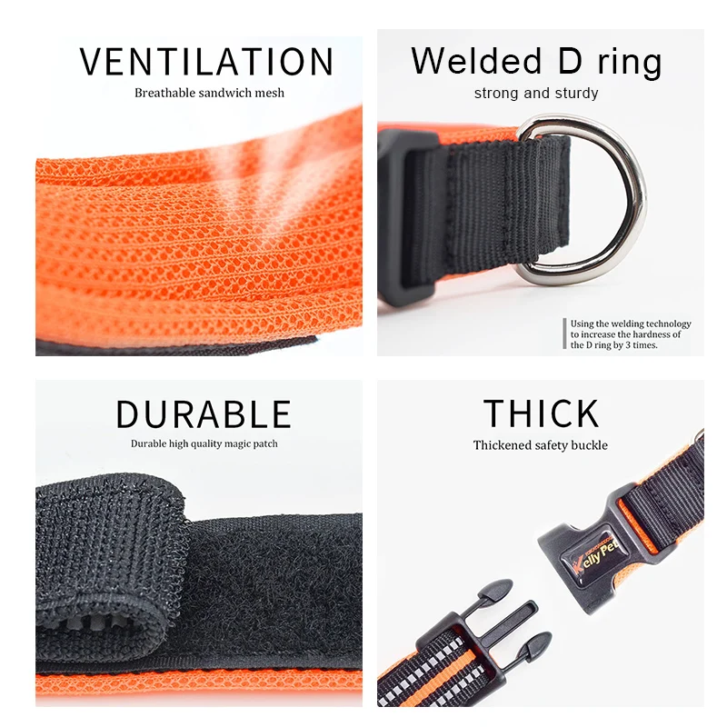 Collare di Nylon Dell\'animale Domestico Collare di Cane Riflettente Mesh Traspirante Cane Collari e Guinzaglio Set Piccolo Medio Grande Cane di