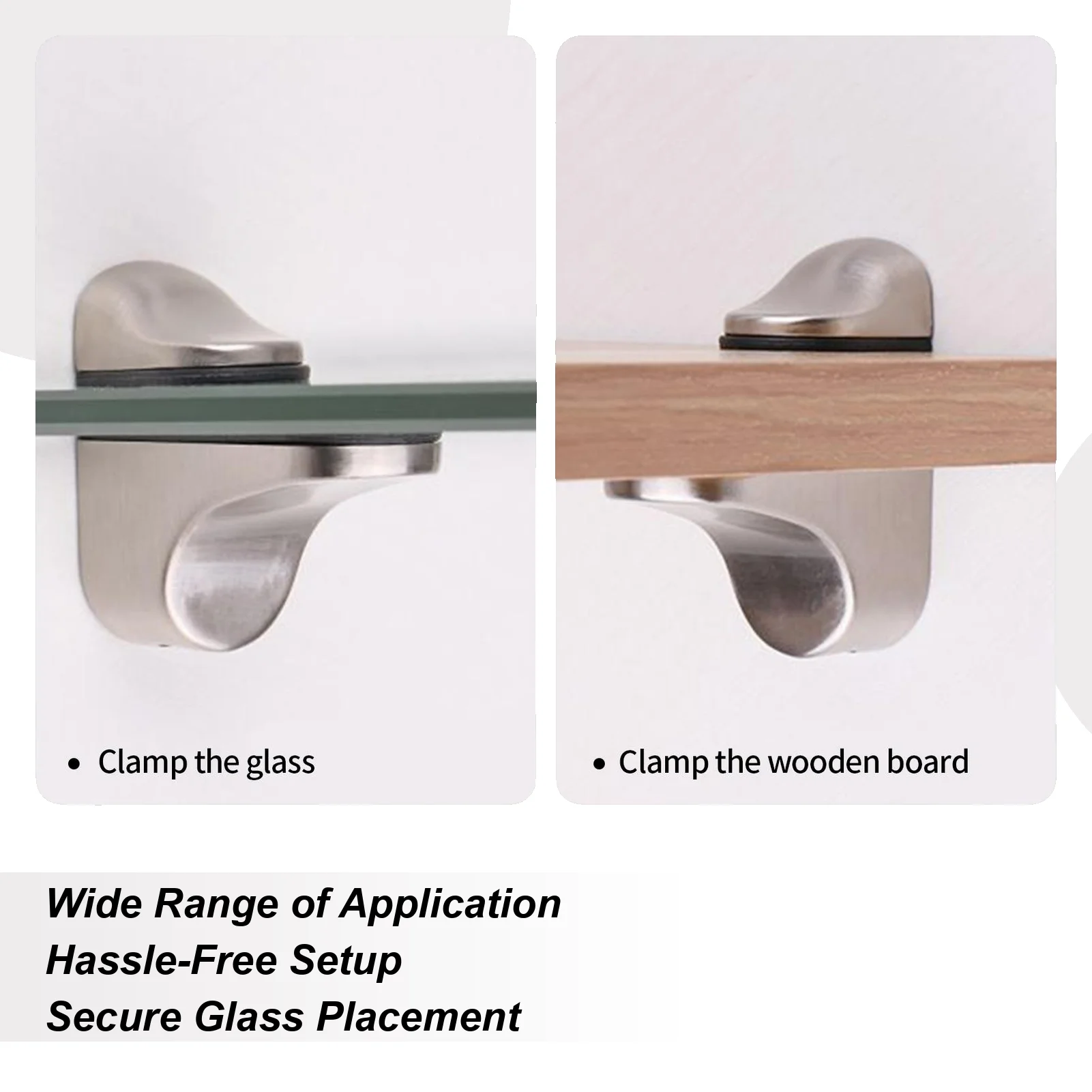 Glass Shelf Brackets Wall Mount Adjustable Glass Clamp Replacement Hardware Clip Holder Parts For Door Bar Shower Cabinet