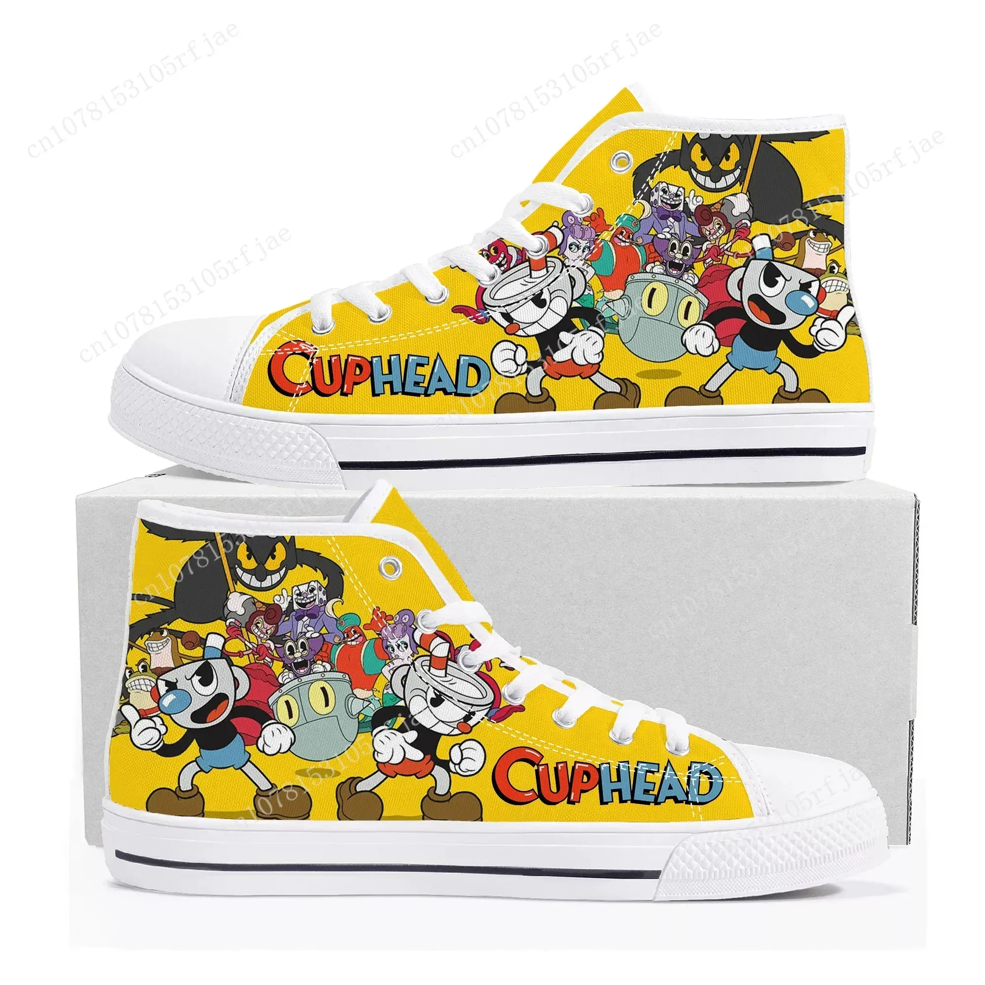 Cupheads Mugmans High Top Sneakers Mens Womens Teenager High Quality Canvas Shoes Soft Sole Shock Absorbing Casual Couple Shoes