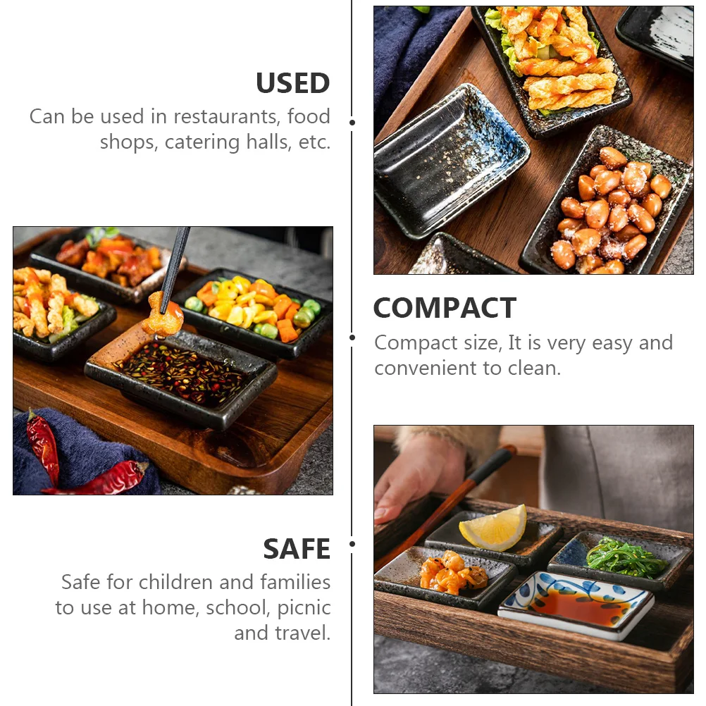 

4Pcs Rectangular Seasoning Dishes Ceramic Sauce Dipping Bowls for Ketchup Butter Chutney Olive Oil Condiments Japanese Style