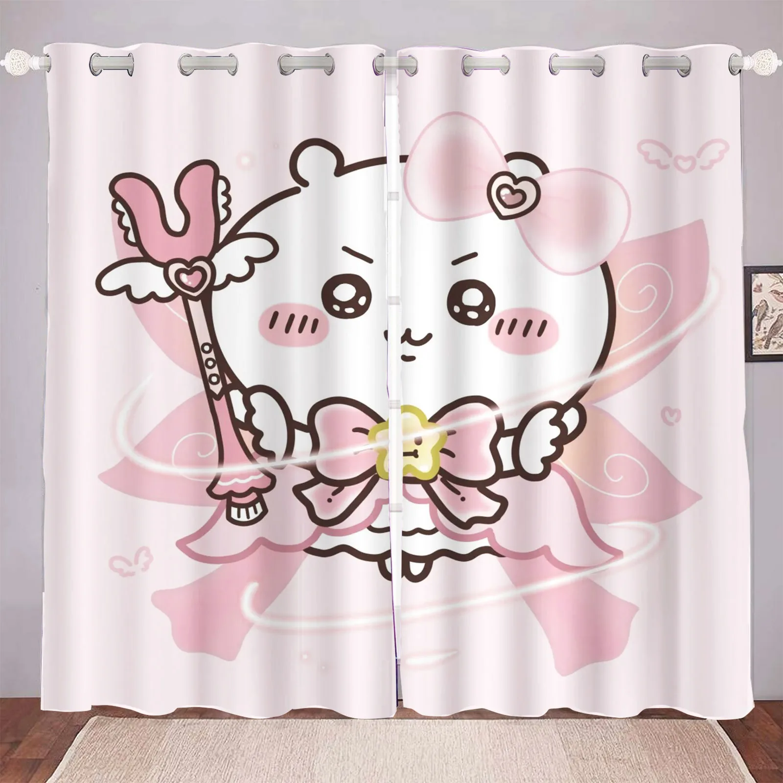 

MINISO Chikawa Living Room Blackout Cartoon Curtains, Animated Curtains, Customisable Home Nursery, Window Treatments