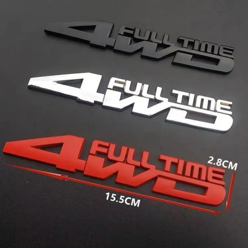 4WD Metal 3D Chrome Sticker Car Fender Badge Trunk Decal Car Styling Full Time 4WD Emblem Modified Decoration Stickers