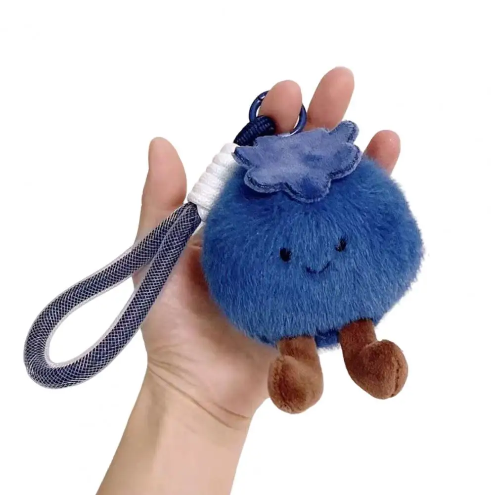 Keychain Accessory Long-lasting Keychain Plush Blueberry Keychain Pendant with Lanyard Cartoon Decorative for Backpacks
