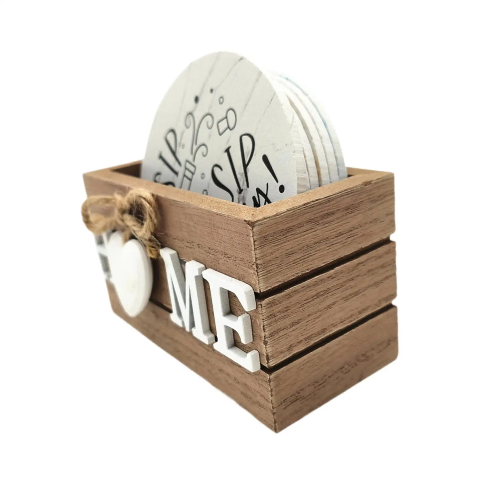

6 Pieces Wooden Coasters for Drinks with Holder Home Decoration Cup Mat for Coffee Table Desk Bar Dining Table Drinking Glasses