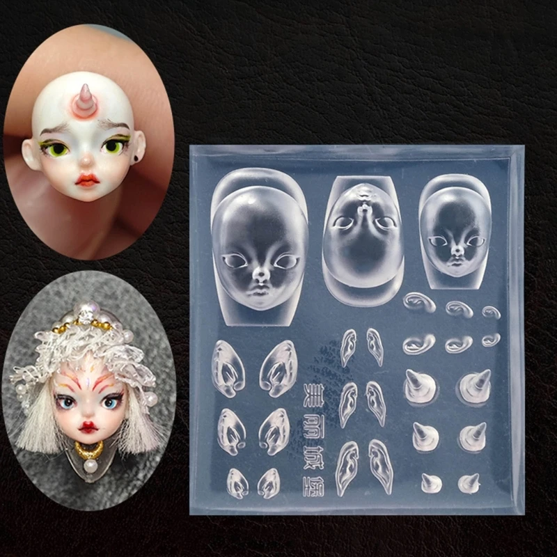 Elf Ear Nail Templates baby face Mold Elf Doll Nail Art Molds Devil Horns DIY Nail Carving Mold Gift for Nails Art