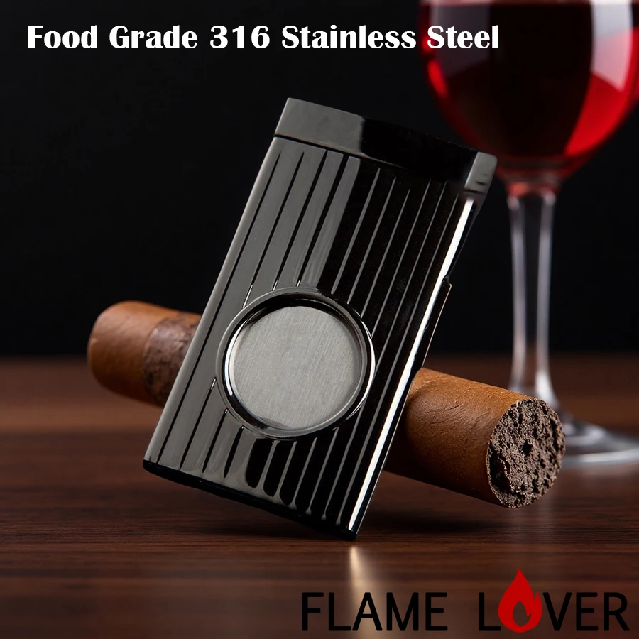 

Flame Lover Cuba Cigar Cutter Guillotine Puncher Scissors Knife Stainless Steel Sharp Blades For Men Smoking Accessories Black