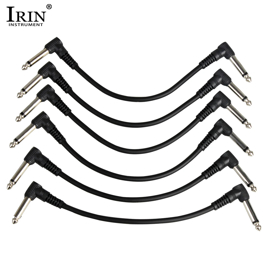 6Pcs Guitar Effect Pedal Cable Connecting Line 6.35Mm To 6.35Mm Audio Cable 21Cm Right Angle Cord Copper Wire Guitar Accessory