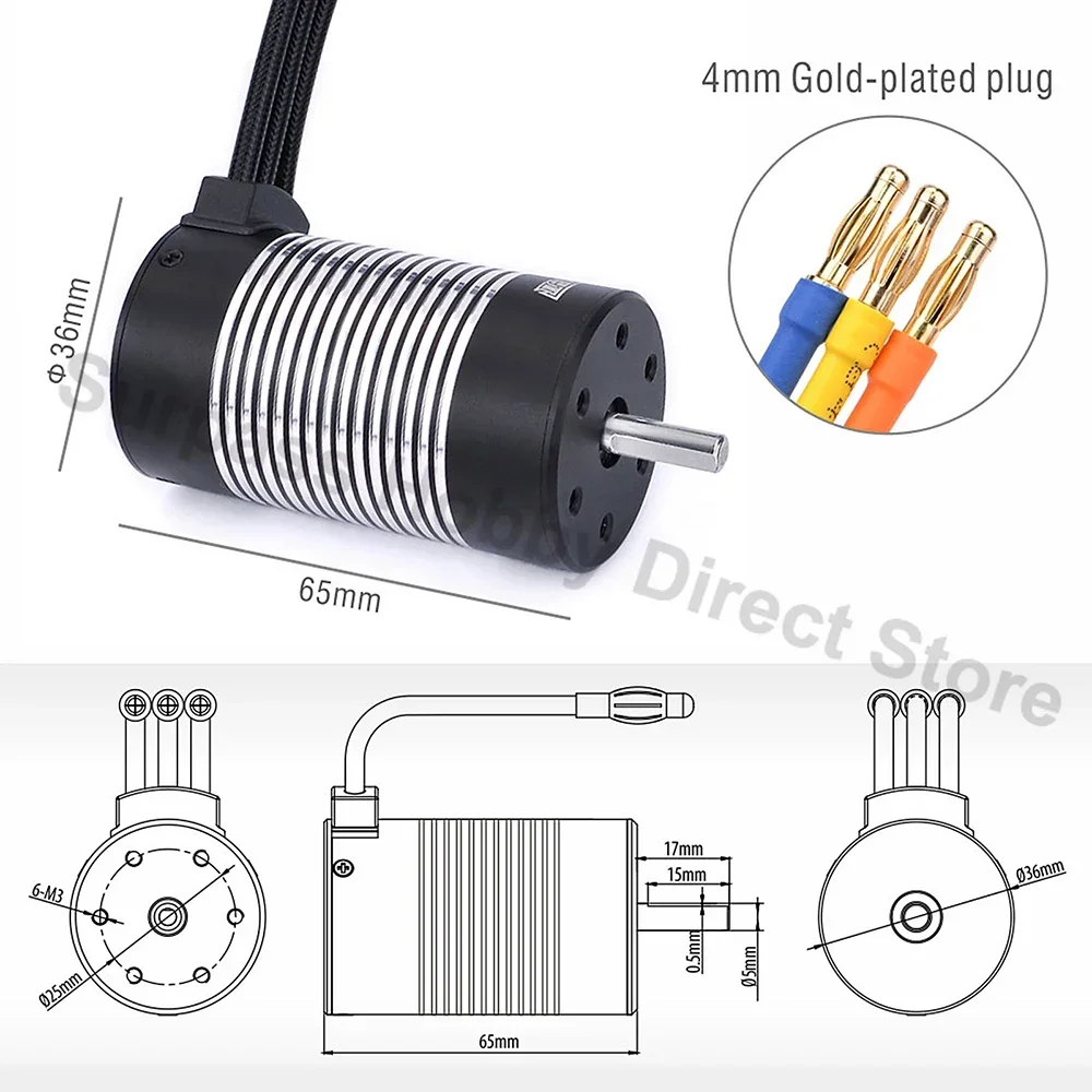 Rocket 2845 F540 3650 3660 3665 3670 3674 4068 Waterproof Brushless Motor for 1/10 1/12 1/14 RC Cars Wltoys Boat Robot Toys