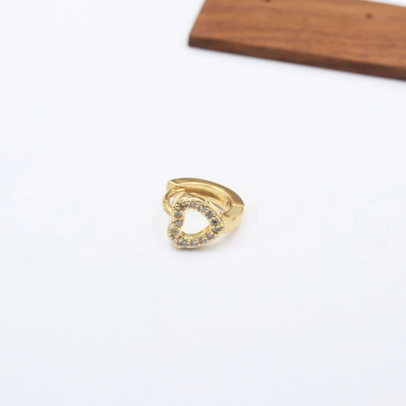 

1 PCS Copper 10 mm Closed Circle Heart Piercing Hoop Earring for Women Men Zircon Pave Round Ear Cartilage Cuff Jewelry
