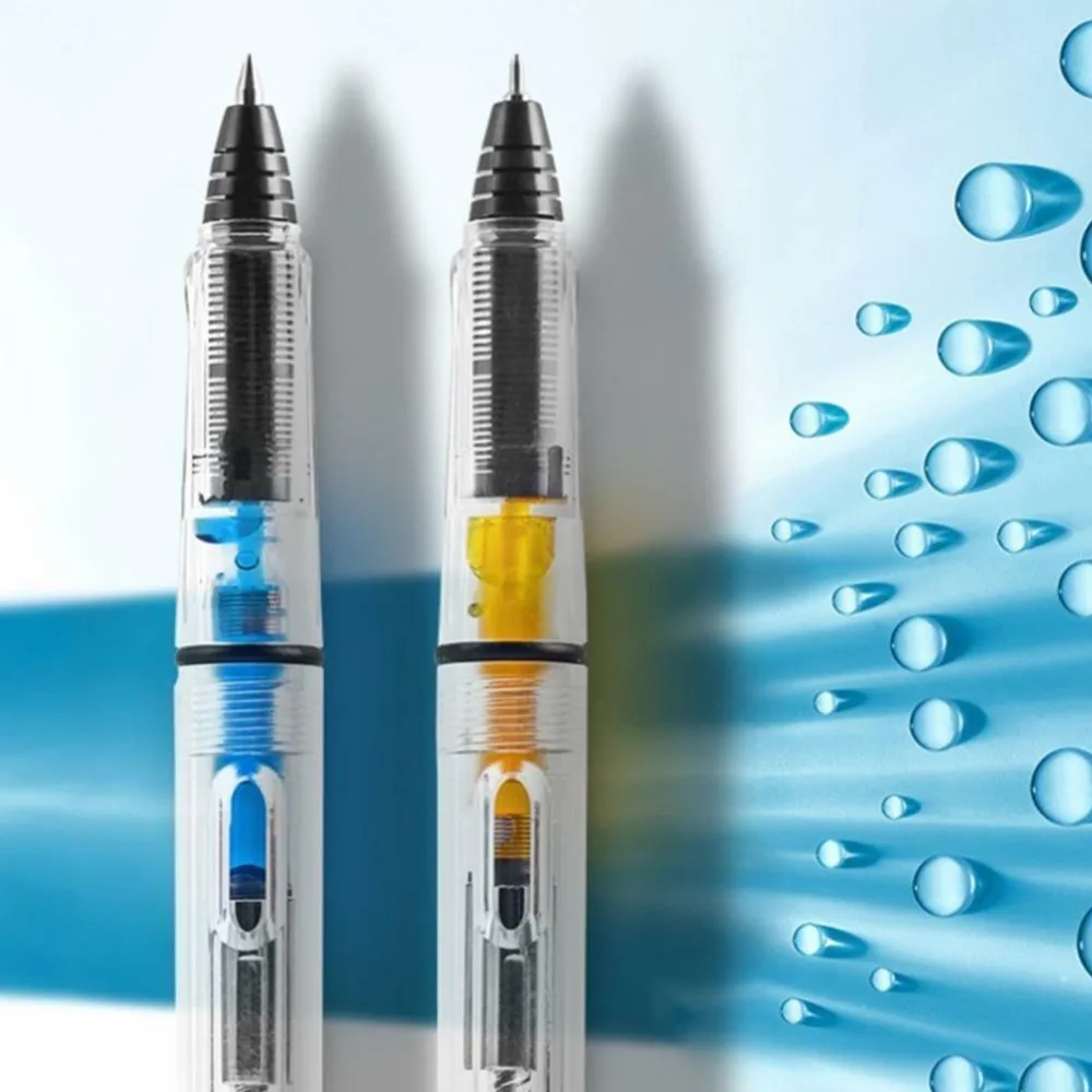 New Transparent Transparent Piston Fountain Pen Adult Office Student Handwriting Medium Nib Water Pen Ballpoint Pen