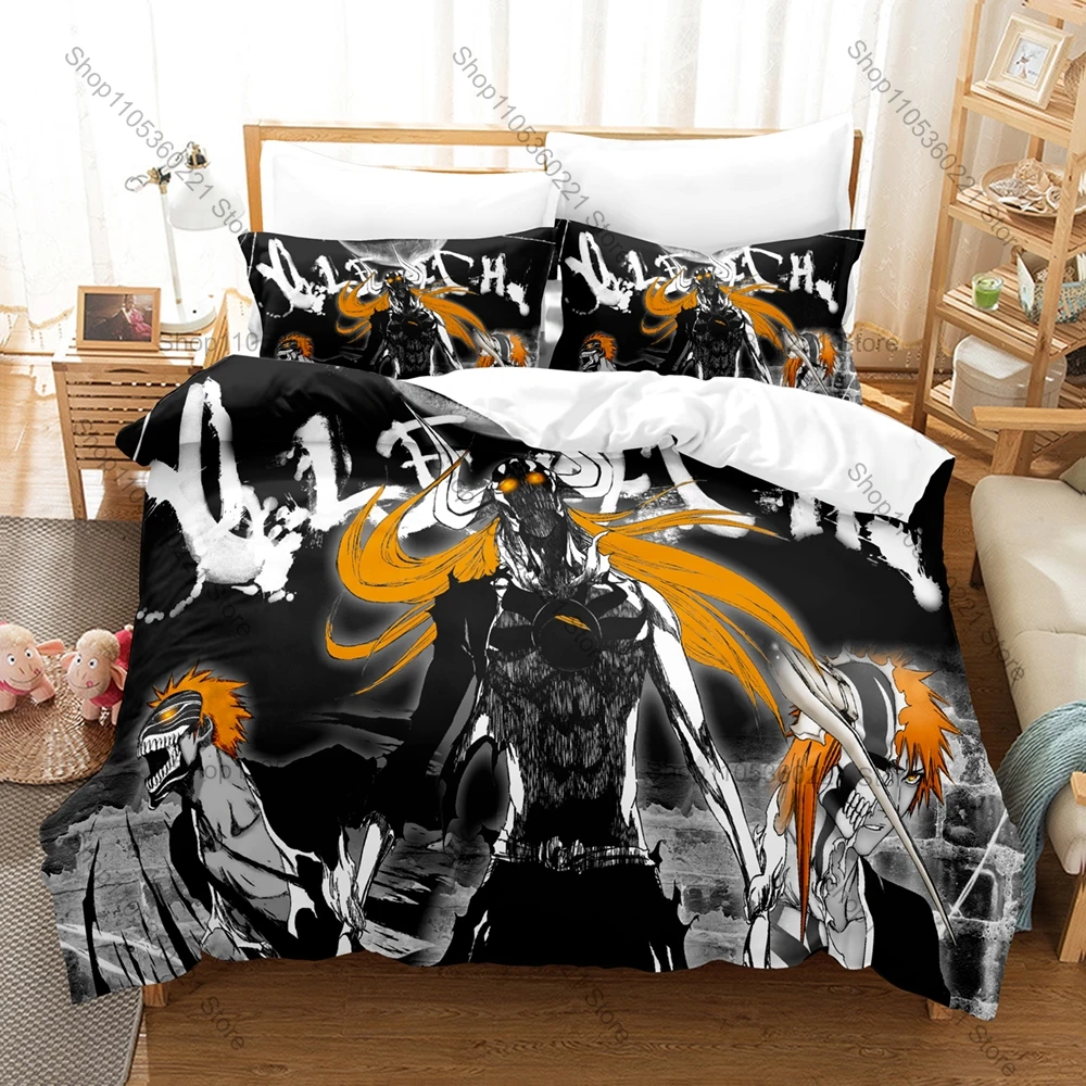 

Bleach Shinigami Theme Bedding Set 3D Printed Duvet Cover Set Zipper Closure Pillowcases for Kpop Lovers