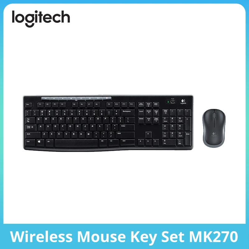 Logitech MK270 Wireless Keyboard and Mouse Suit Laptop Wireless Office Keyboard Full Size with 2.4G Receiver