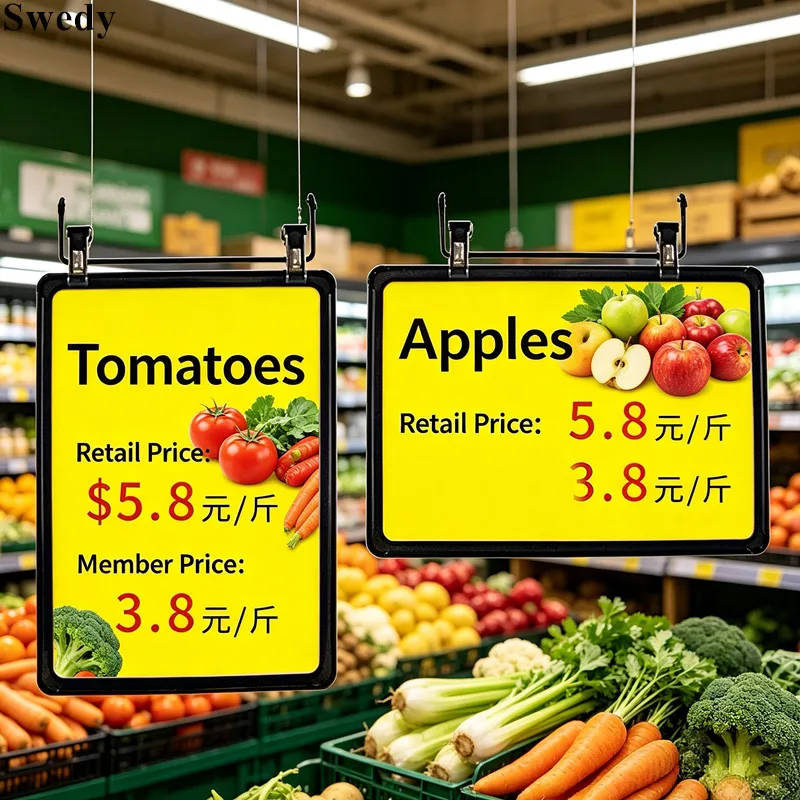5 Pieces A4 210x297mm Adjustable Supermarket Price Poster Hanging Hook Clip Frame Price Label Sign Holder Hanger Board POP Clip