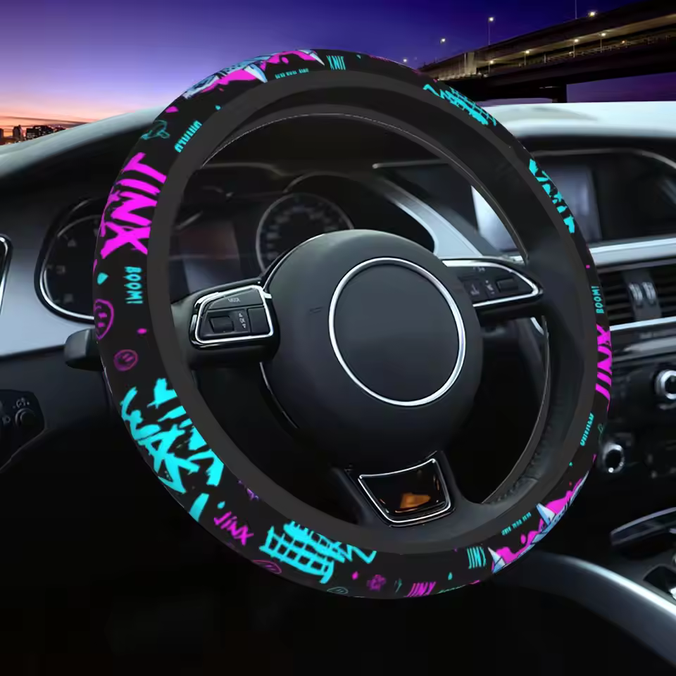37-38 Car Steering Wheel Cover Jinx Arcane Game Braid On The Steering Wheel Cover Auto Decoration Steering-Wheel Accessories - AliExpress 