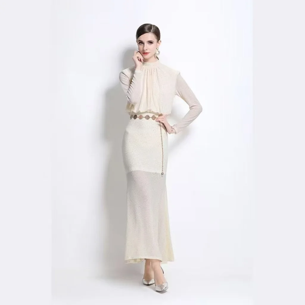 Robe de soirée moulante avec des Appliques florales pour femmes, élégante, pour Occasions formelles, strass, maille, Robe de soirée