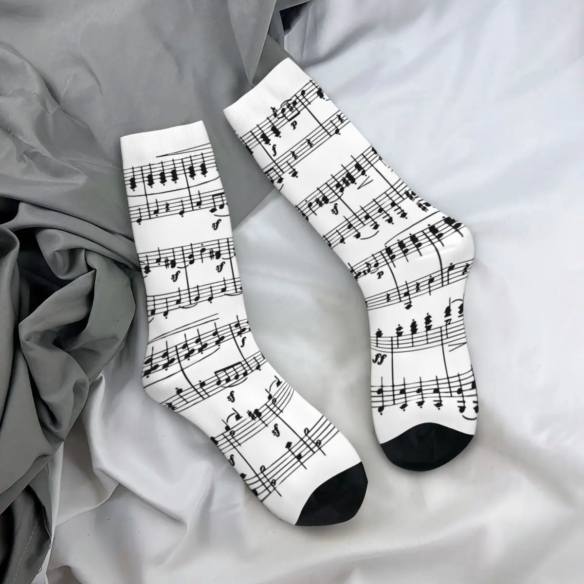 Winter Warm Harajuku Men's Women's Sheet Music Musical Notes Socks Sweat Absorbing Basketball Socks