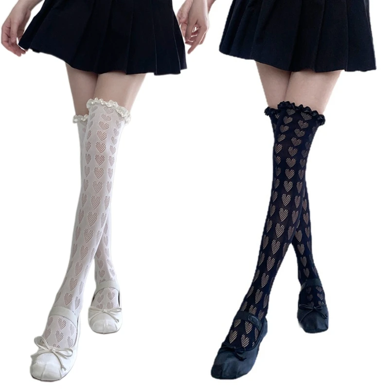 

Over Knee Stockings Jk Heart Patterned Stockings Thigh High Stockings