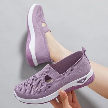 Women's Flat Loafers, Round-Toe Sports and Casual Shoes, Comfortable and Breathable Daily Outdoor Shoes