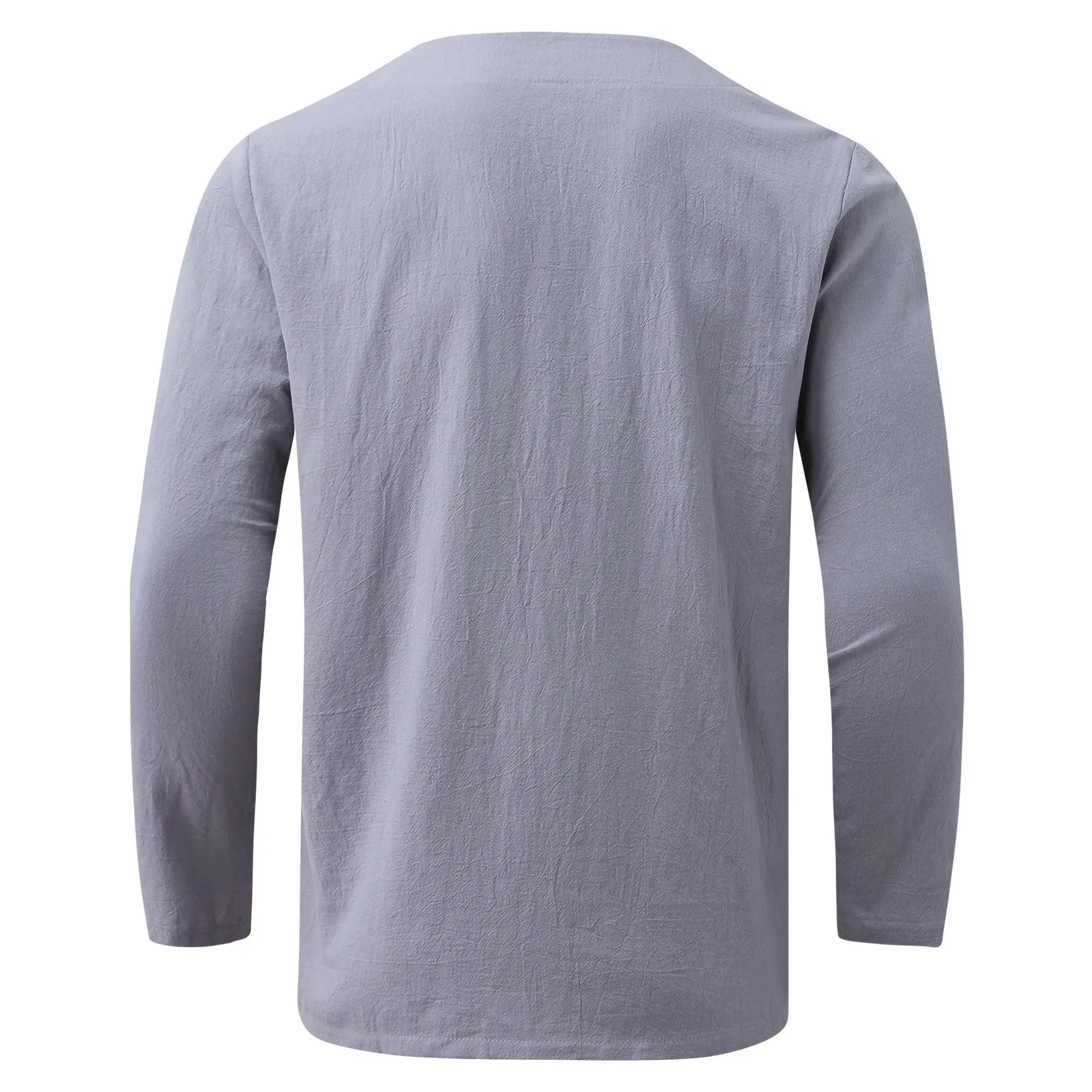 Linen Cotton Men Shirts Casual Solid Color Lace-up Chest Linen Blend Tee Shirts Autumn 2022 Loose V-neck Long Sleeve Male Tshirt