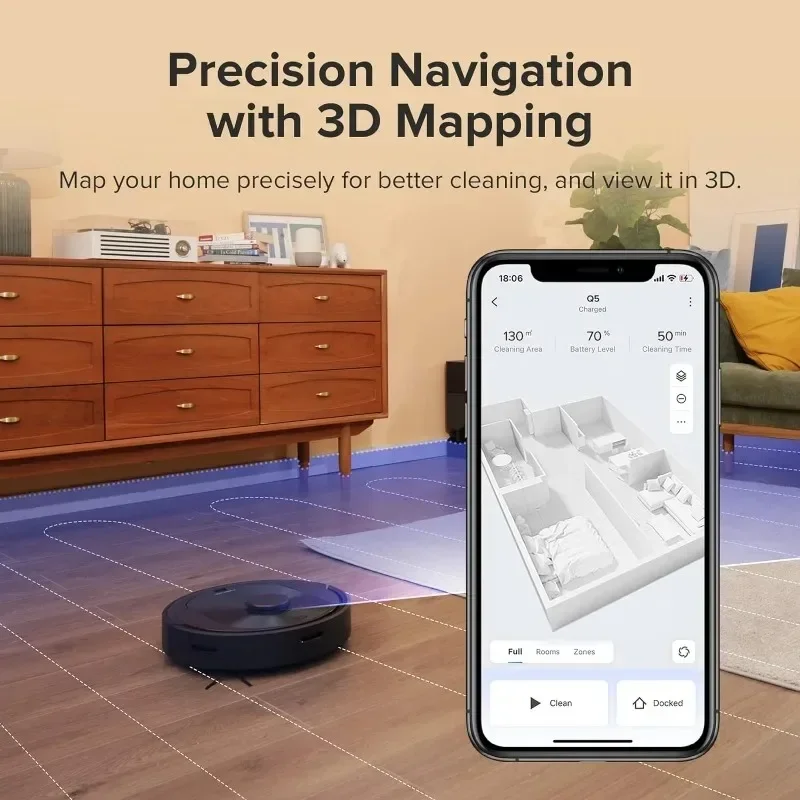 roborock Q5 Robot Vacuum Cleaner, Strong 2700Pa Suction, Upgraded from S4 Max, LiDAR Navigation, Multi-Level Mapping