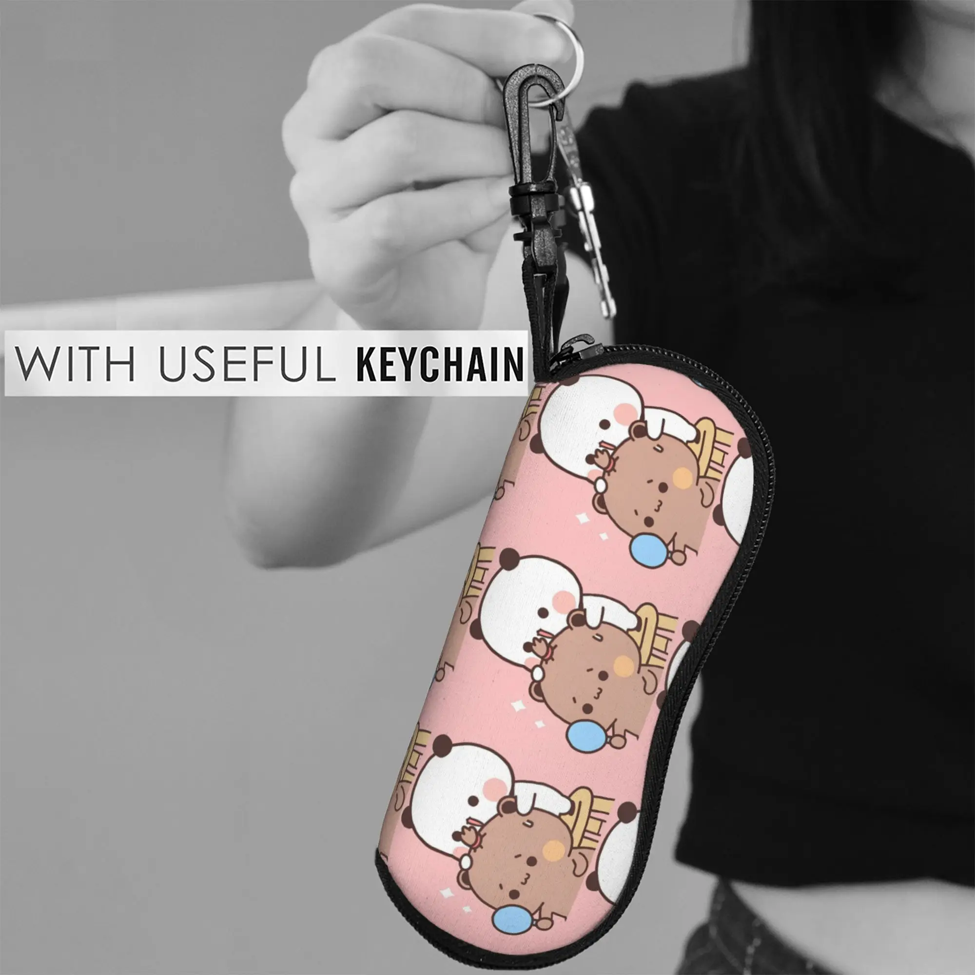 Cute Cartoon Bubu Dudu Glasses Case  Sunglasses Pouch Convenient Vintage Eyewear Storage Key Chain Unisex Eyeglass Protector - view 4