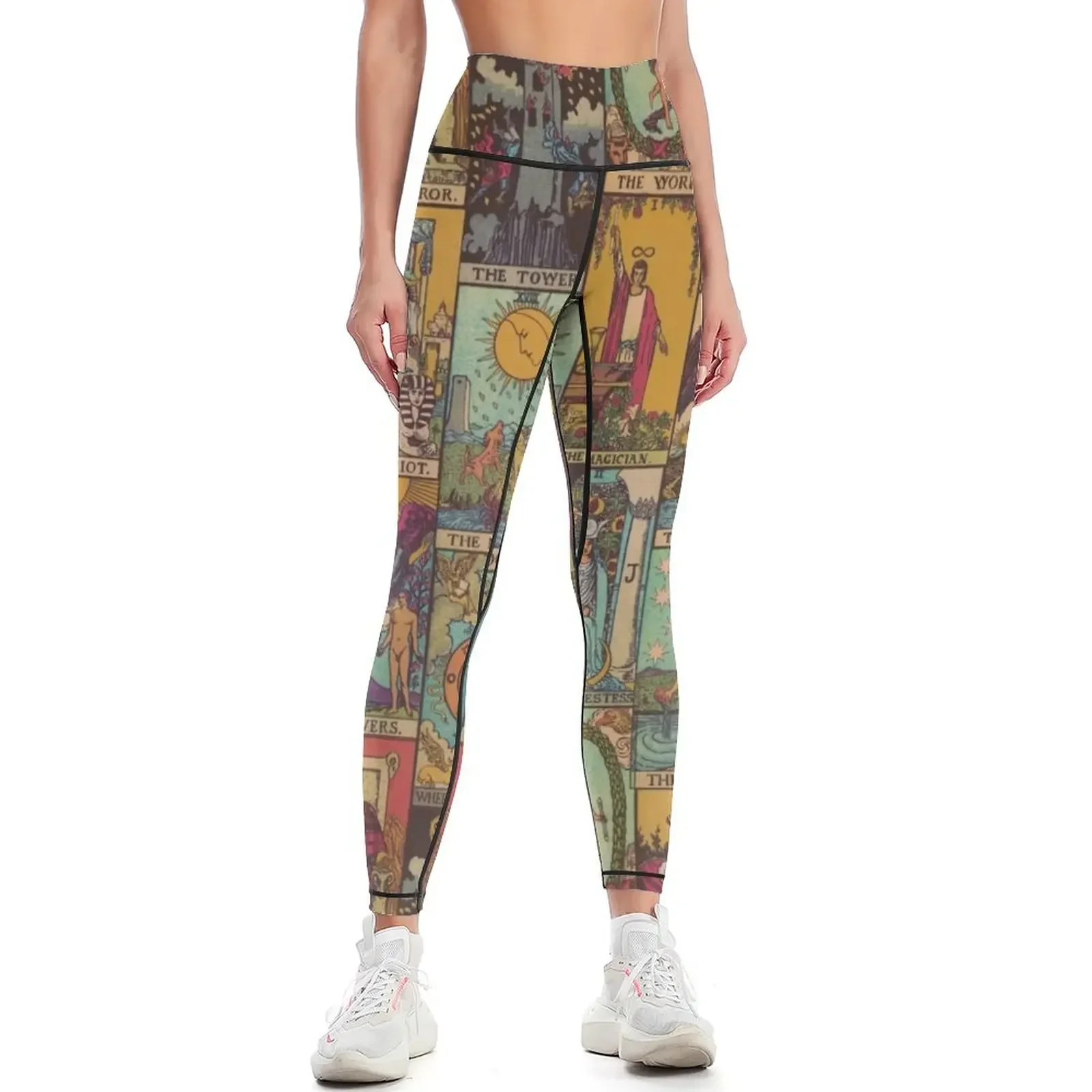 

The Major Arcana of Tarot Vintage Patchwork Leggings sports for Female legging pants gym top high waist Womens Leggings