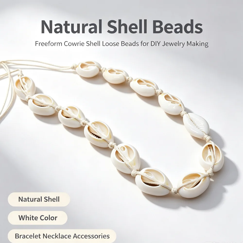 Natural Shell Cowrie Beads Cut Bleached White Straight Hole Loose Beads DIY Jewelry Accessories Wholesale